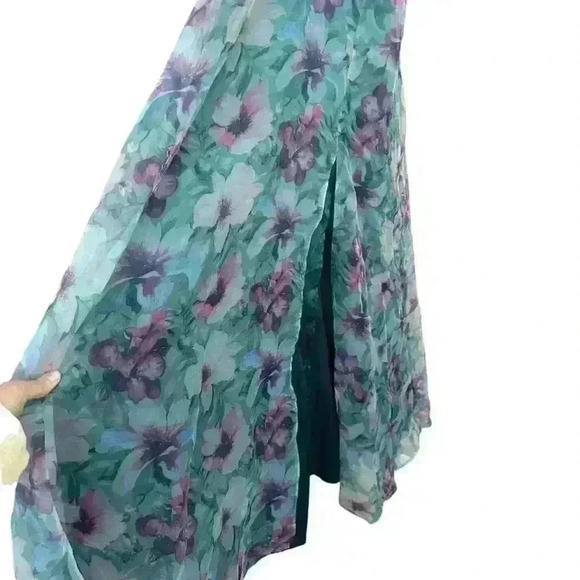 NWT Lulus Garden of Glamour Green Floral One-Shoulder Maxi Dress Cocktail Small - Picture 5 of 15